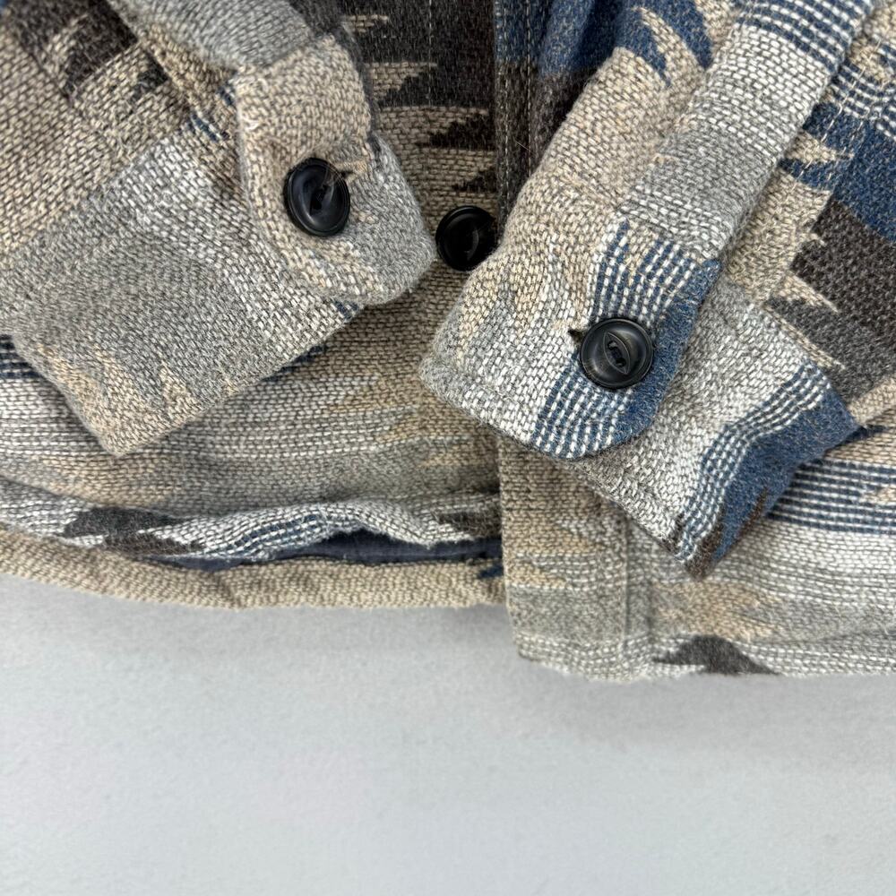 Jachs New York Shacket Men's M Brown Blue Tan Aztec 10% Wool Southwestern EUC - Picture 9 of 16